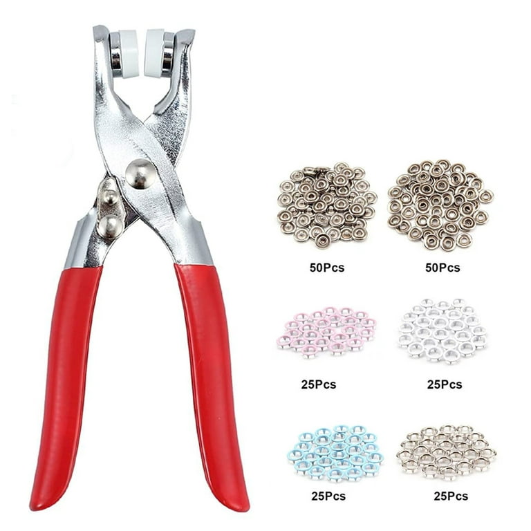 Snap Fasteners Kit: 200 Sets of Metal Snap Buttons with Pliers