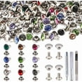 thumbnail image 1 of 200 Sets Rhinestone Rivets Brass Rivets Studs with Pieces Setting Tool Kit Colorful Rivets DIY, 1 of 6