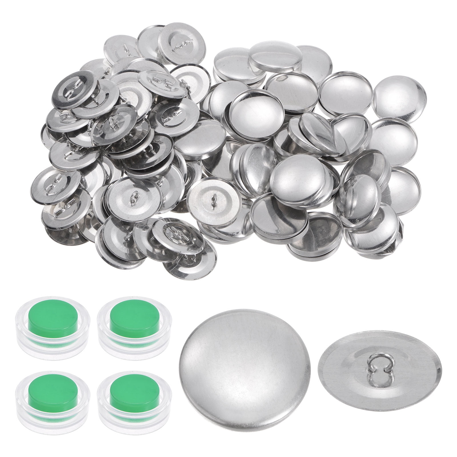 200 Sets Self Cover Button Kit 28mm Metal Aluminum Button with 4 Tools