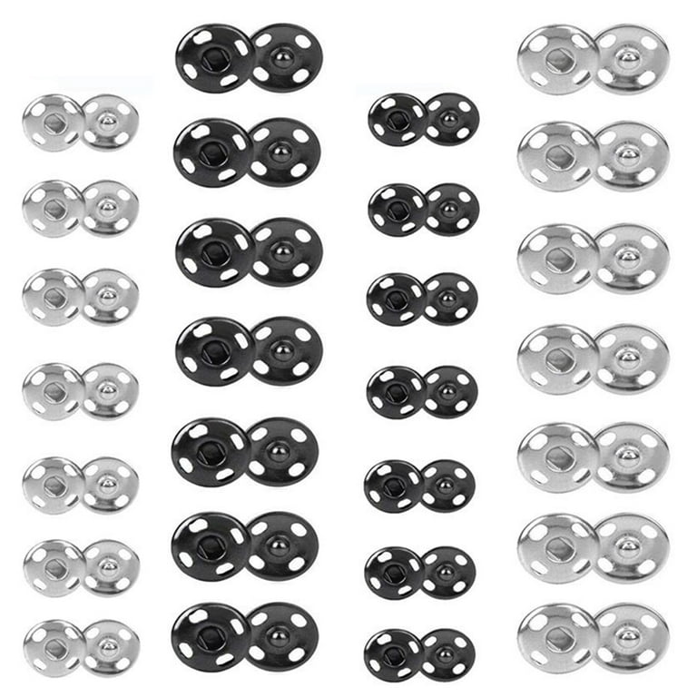 200 Sets Sew-on Snap Buttons Metal Snap Fastener Buttons Press Button for Sewing  Clothing 10mm 8.5mm 
