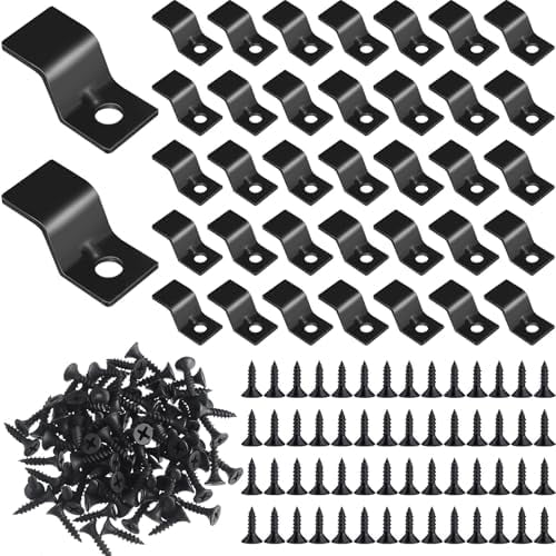200 Sets Table Top Fasteners with Screws Metal Z Clips for Table Tops Heavy Duty Z Connectors Solid Steel with Screws for Desk Furniture (Black)