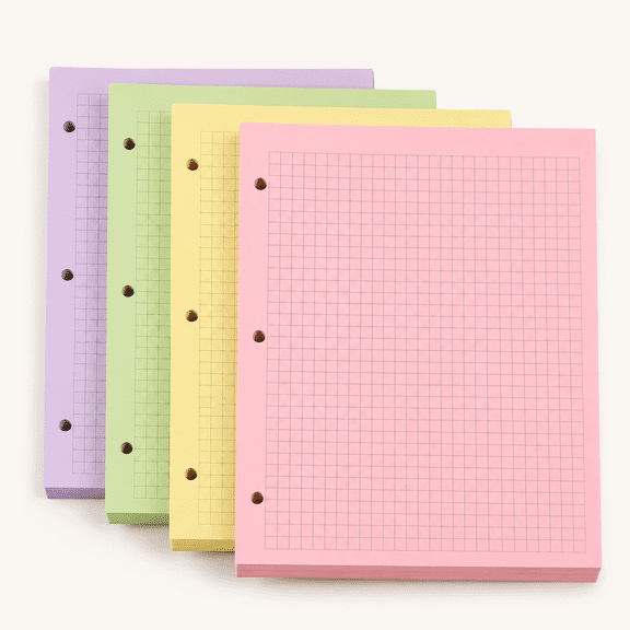 200 Sheet Half Letter Graph Paper Refill 3 Hole Punch College Ruled Grid Paper Pad Math Graph Paper Pad Colored Mini Binder Paper Planner Inserts Fits 3 Ring Binders