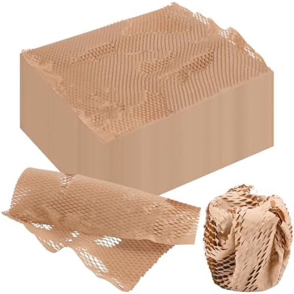 200 Sheets 15" x 12" Honeycomb Packing Paper Wrap, Bubble Cushioning Wrap Brown Kraft Packaging Cushioning Paper for Moving and Shipping$$Office