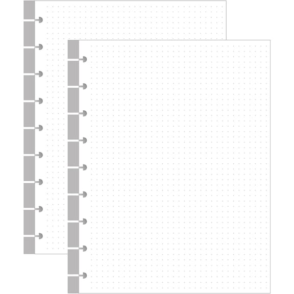 200 Sheets 9-Disc Discbound Dotted Grid Refill Paper, Classic Size Discbound Pre-punched Happy Planners Insert, 100gsm White Paper, 7" x 9.25"