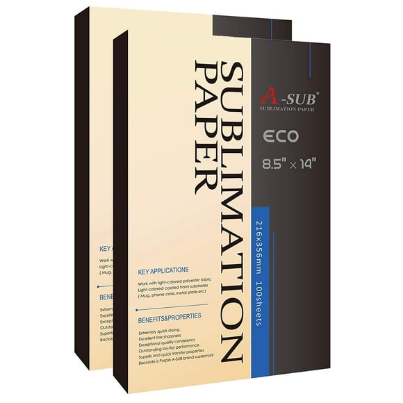 A-Sub Sublimation Paper, 8.5x14 Inch, 200 Sheets , 125gsm for DIY Gifts, Inkjet Printer Heat Transfer