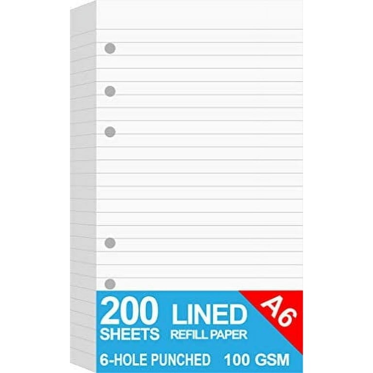 A6 Blank Refill Paper, 100 Sheets/200 Pages Loose Leaf Paper for Filofax  Personal Binders, 6 Holes Punched, 100gsm Blank White Pages, 3.75'' x  6.75'' - Yahoo Shopping
