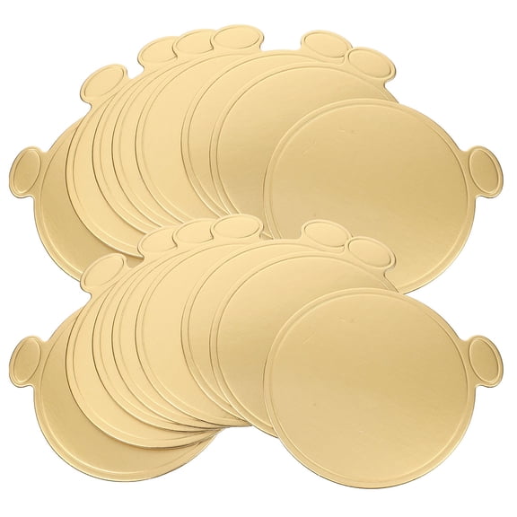FENGGUIQU 200Sheets Golden Cake Round Bases Disposable Cardboard Cake Trays for Party Use