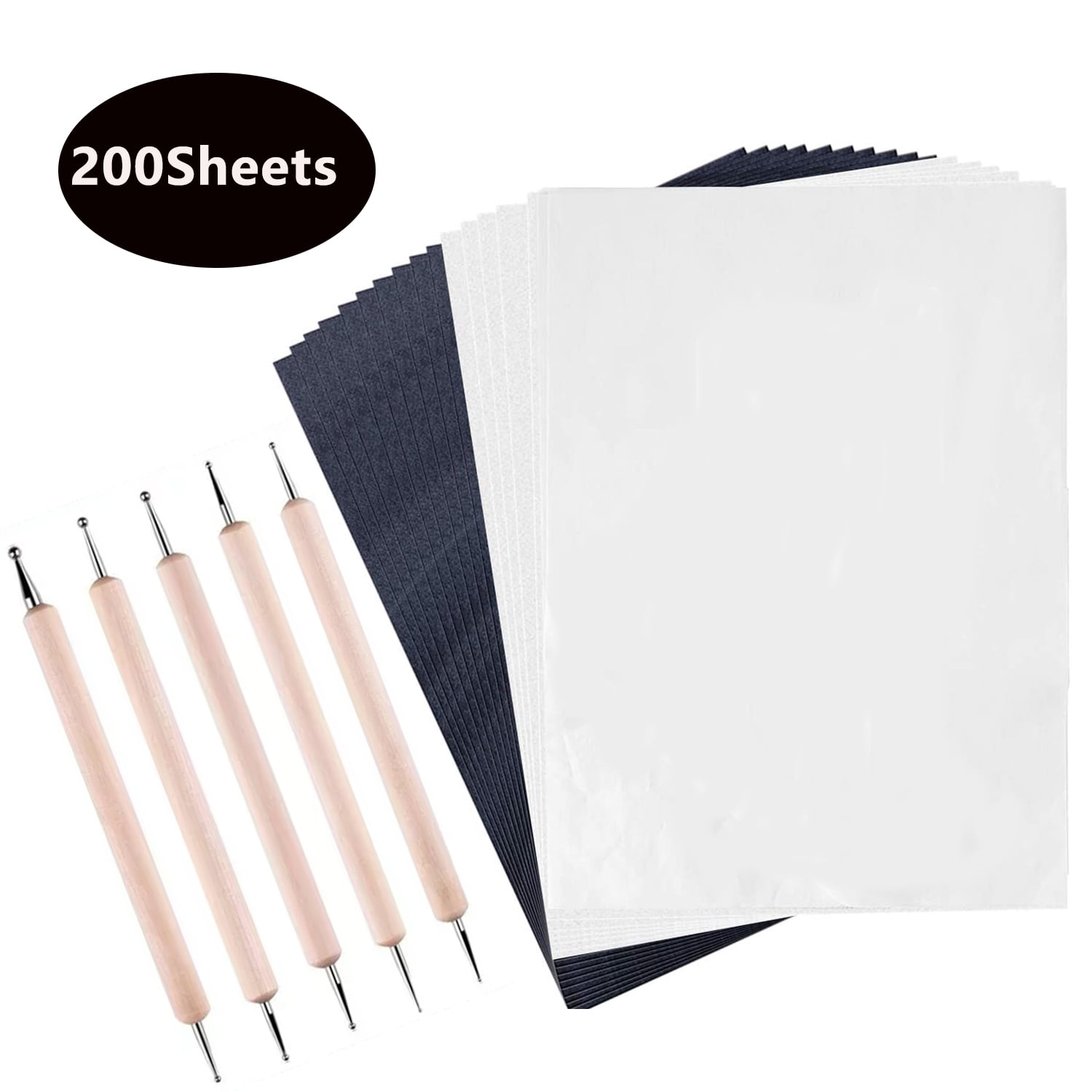 100 Sheets Tracing Paper,Carbon Graphite Transfer Paper with 5 Pieces Embossing Styluses Stylus Dotting Tools for Wood,Paper,Canvas and Other Art
