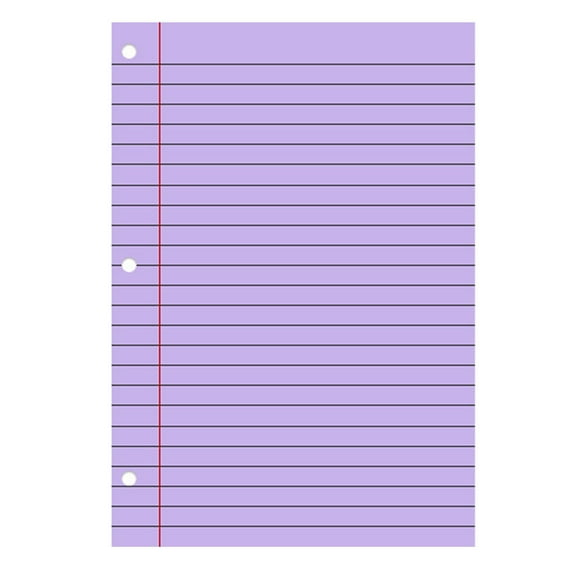 200 Sheets Colored Lined Loose Leaf Paper,Wide Ruled Filler Notebook Paper,Reinforced,8" X 11",Fits 3-Ring Binder,3-Hole Punched College Rule Filler Notebook Paper,Purple,S,7.99x10.57"