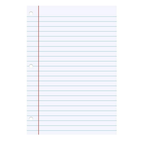 200 Sheets Colored Lined Loose Leaf Paper,Wide Ruled Filler Notebook Paper,Reinforced,8" X 11",Fits 3-Ring Binder,3-Hole Punched College Rule Filler Notebook Paper,White,L,8.5x10.98"