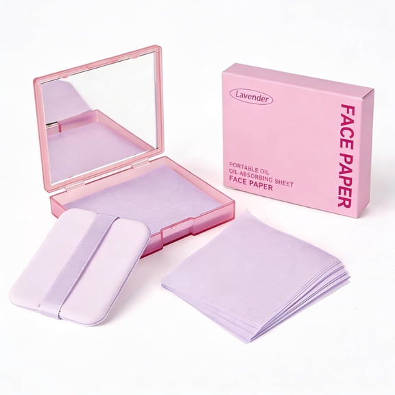200 Sheets Face Oil Blotting Paper, Included Refills, Mirror and Puff, Oil Absorbing Sheets for Matte Makeup, Controls Shine, Absorb Excess Oil, Travel Size Gentle Face Makeup