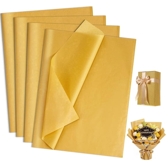 200 Sheets Gold Tissue Paper for Gift Bags, 20x14 Inches, Gift Tissue Paper Bulk for Crafts Christmas Weddings Birthday Party Decorations