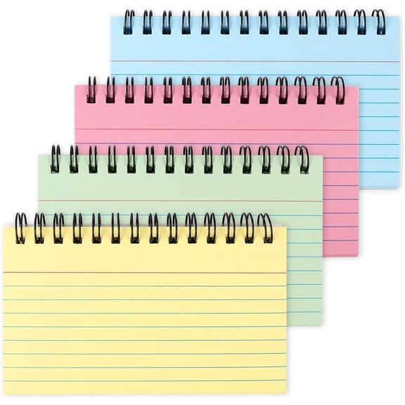 200 Sheets Index Cards 3x5 in Helical Bound Ruled Index Cards Colored Note Cards with Ring Colorful Notecards Lined Index Flashcards for Nursing Office Taking to Do List,4 Colors,Topboutique