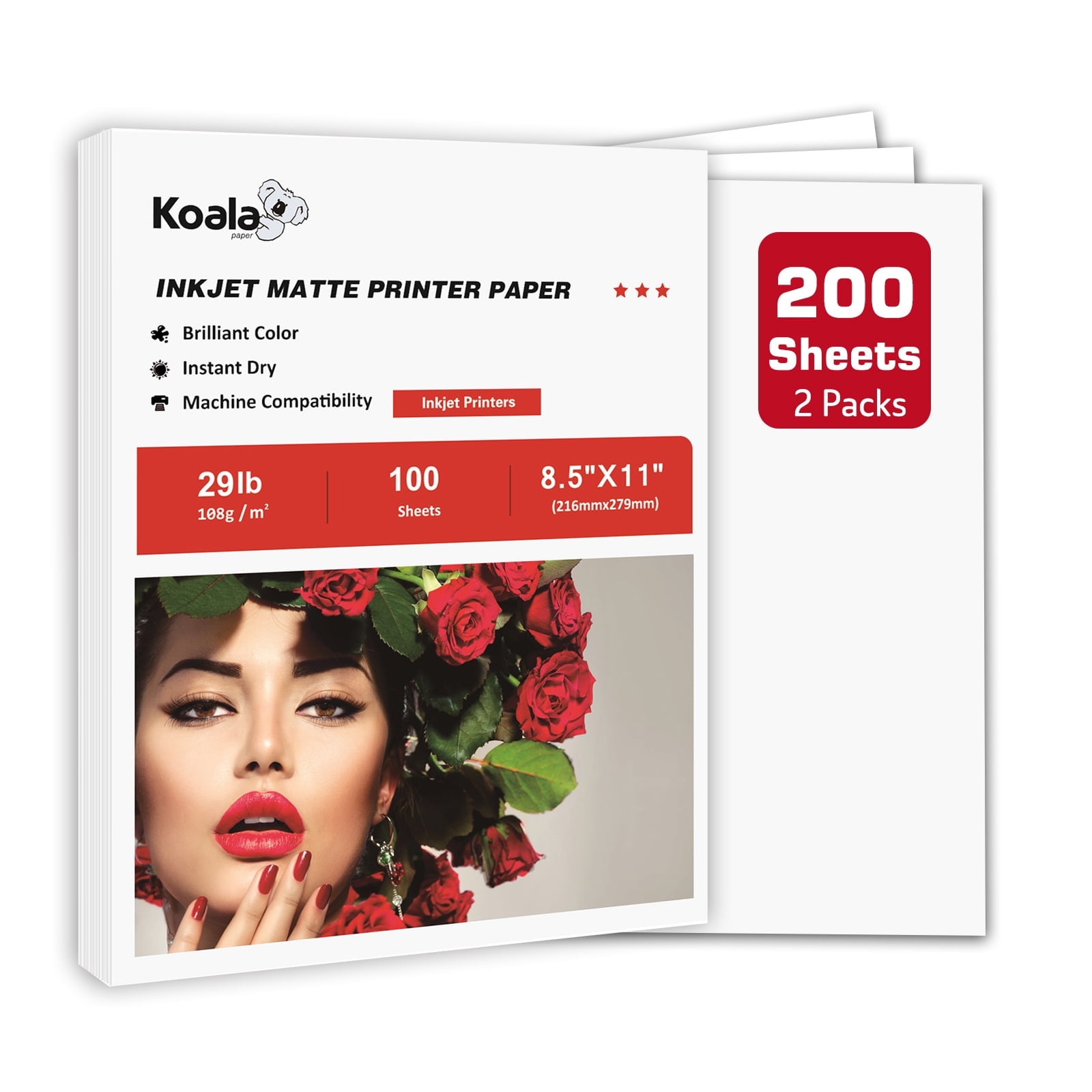 200 Sheets Koala Matte Photo Paper 8.5x11 7Mil Thin for Inkjet & Laser