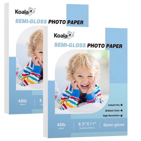 200 Sheets Koala Semi Glossy Photo Paper 8.5x11 48lb 10Mil Photo Printer Paper for Inkjet & Laser DIY Professional Photos,Brochures,Flyers