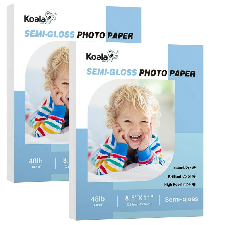 200 Sheets Koala Semi Glossy Photo Paper 8.5x11 48lb 10Mil Photo Printer  Paper for Inkjet & Laser DIY Professional Photos,Brochures,Flyers 