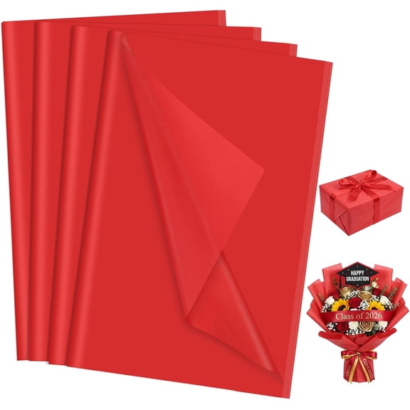 200 Sheets Red Tissue Paper for Gift Bags 20x14 Inches Gift Tissue Paper Bulk for Crafts Christmas Wedding Party Birthday Graduation Decorations