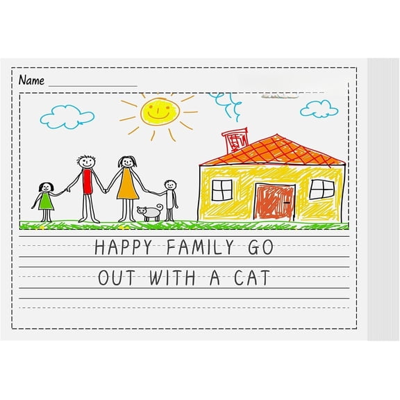 200 Sheets Story Writing Paper Handwriting Practice Paper for Diary with Picture Story Space and Dotted Lines 11x8.5 Primary Composition Notebooks for