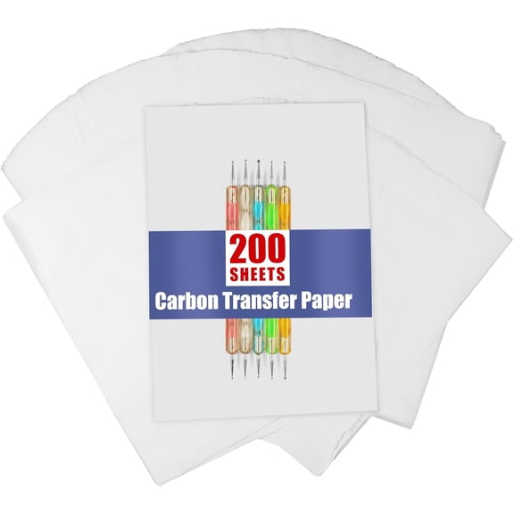200 Sheets White Carbon Transfer PaperGraphite Tracing Paper with Embossing Styluses for DIY Wood Paper Canvas and Other Art Craft Surfaces