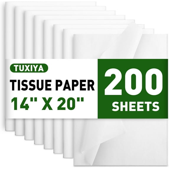 200 Sheets White Tissue Paper, 14" X 20" Tissue Papers Bulk for Christmas Wedding Birthday Showers Valentine's Day Flower Decoration, Tissue Paper for Gift Bags, Crafts, Packaging, Storage, Art