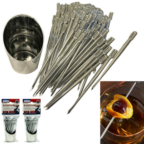 200 Silver Cocktail Picks Fruit Cheese Appetizer Skewer Picker Food Sample 3.3"