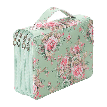 200 Slots Pencil Holder Pen Bag Large Capacity Pencil Organizer with Handle Strap Handy Colored Pencil Box with Printing Pattern