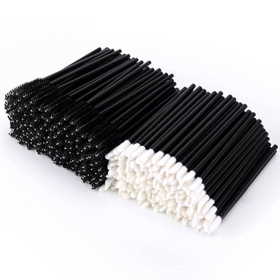 " 200 Spoolies Mascara Wand and Lip Brush Disposable Lash Brushes for Eyelash Extensions, Lipstick Lip Gloss Wands Applicator Tool (Black)"