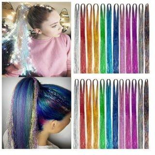 Hair Tinsel Kit Silver Gold Pink Blue Purple Mix 6 Colors Hair Glitter  Tinsel Hair Extensions with Beads 36 Inch 3000 Strands Upgrade Hair Tinsel