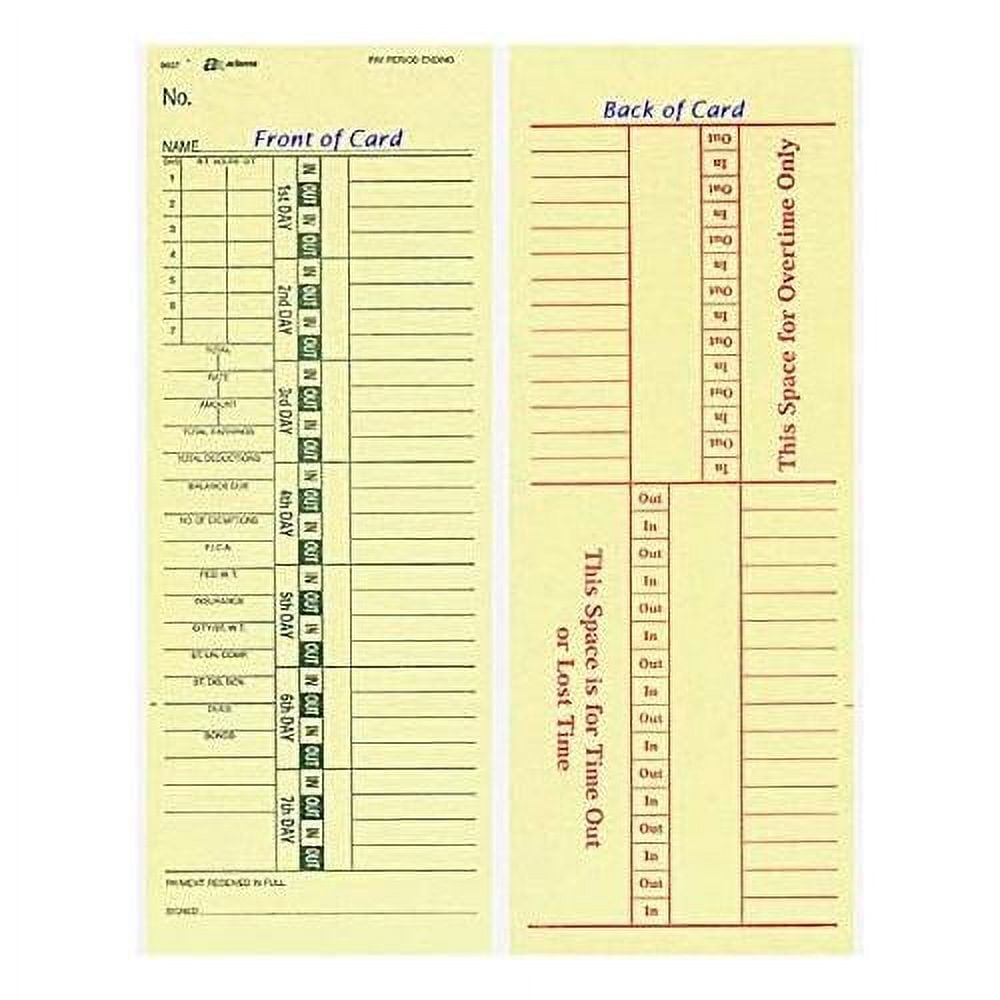 200 Time Cards For Upunch CR1000 Time Clock, Compatible By , Weekly, 2