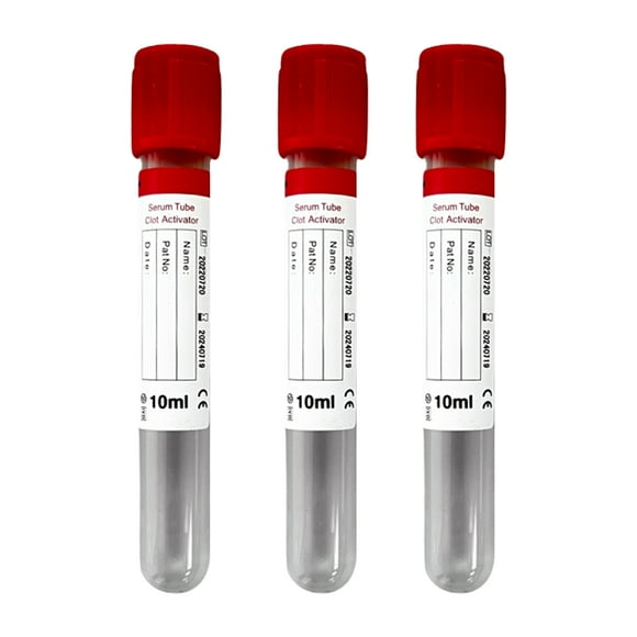 200 Tubes Plastic Red Vacuum Blood Collection Serum Tube Clot Activator, 16x100mm, 10 ml, Exp 7/24