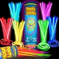thumbnail image 1 of 200 Ultra Bright Glow Sticks, 8 Inch Glow Sticks Bulk Party Pack, Light Up Sticks for Glow Bracelets, Necklaces, Concerts, Christmas, Party Supplies with  Connectors, 1 of 8
