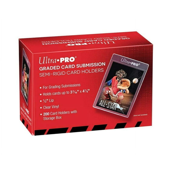 Ultra Pro Graded Card Submission Semi Rigid 1/2" Lip Tall Sleeves | 200-Count with Storage Box