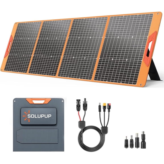 200 Watt Portable Solar Panel for Power Station, 24% High Efficiency Foldable Solar Charger with MC4 & USB Outputs, IP66 Waterproof Solar Panels with 4 Kickstands for Trip RV Camping Off Grid