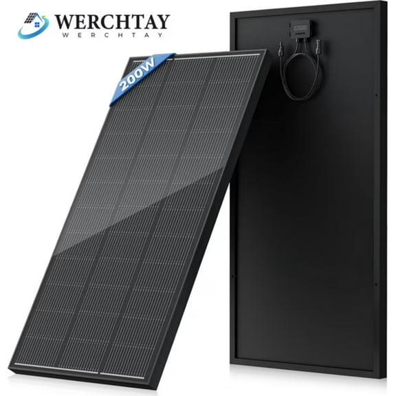 WERCHTAY 200W N-Type 18BB Monocrystalline Solar Panel, 25% High Efficiency 12V PV Module for RV Marine