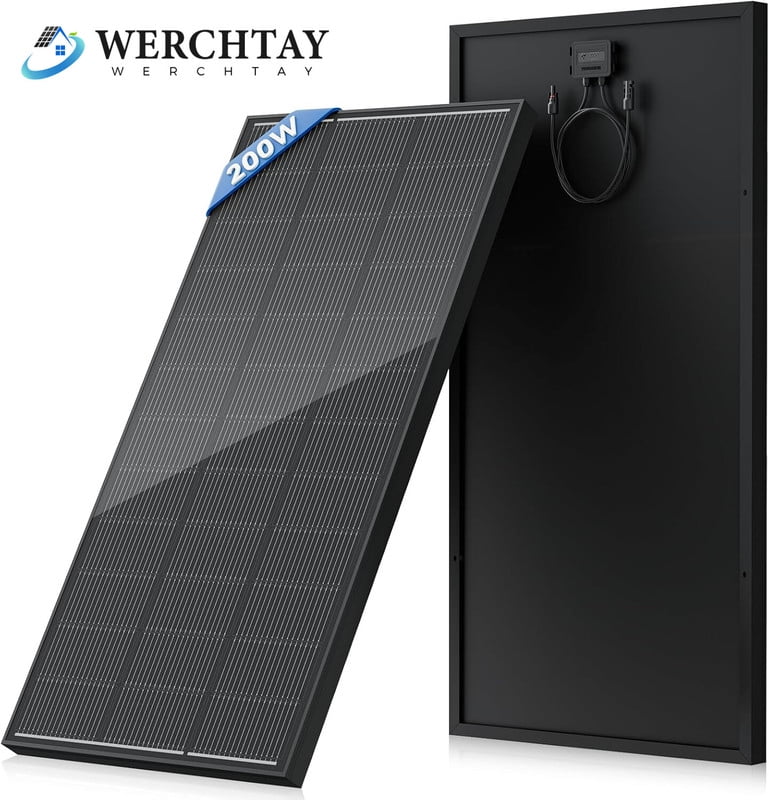 200 Watt Solar Panel 18BB, 25% High Efficiency, N-Type 12V 200W Solar Panel, Monocrystalline PV Modules, for Rooftop, RV, Farm, Trailer, Marine, Home Off-Grid System