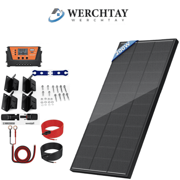 200 Watt Solar Panel kits 18BB, 25% High Efficiency, N-Type 12V 200W Solar Panel, Monocrystalline PV Modules, for Rooftop, RV, Farm, Trailer, Marine, Home Off-Grid System