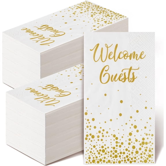 200  Welcome Guests Napkins Disposable Hand Towels for Bathroom Wedding Elegant  Room Holiday Anniversary Birthday Party  Bridal Shower Decorative Towel