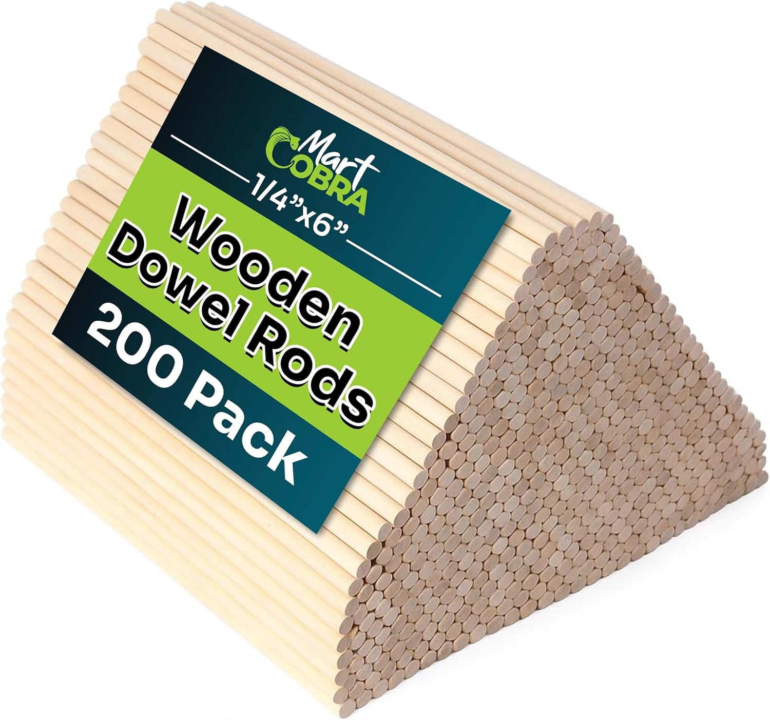 200 Wooden Dowel Rods 1/4" x 6", Precut Cake Wood for Crafting Tiered Cakes, Wooden Sticks for Crafts Supplies, Craft Wood Sticks for Flower Bouquet, Palitos de Madera para Manualidades