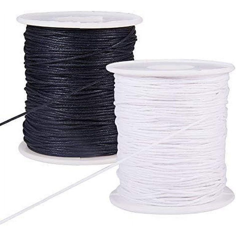 200 Yards 1mm Waxed Cotton Thread Cords Jewelry Thread Beading String Spool  for Braiding Necklace Bracelet Jewelry Making Macrame Supplies Ornaments  Hanging (Black & White) 