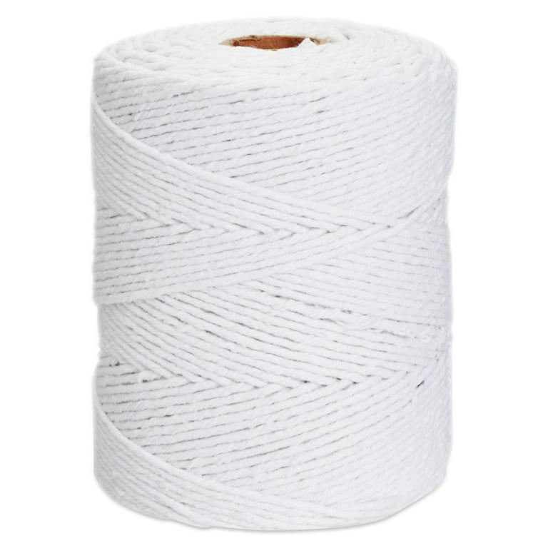 2mm White Cotton String for Crafts, Gift Wrapping, Macrame (200 Yards)