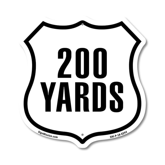 200 Yards Golf Course Running Race 5k Marathon Distance Marker 12 inch X 12 inch Shield-Shaped Rust-Free Aluminum Metal Sign Weather Resistant Made in the USA