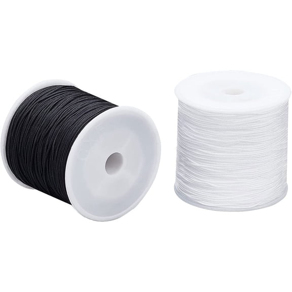 200 Yards Nylon Beading String Cord 0.8mm Black White Kumihimo Macrame Thread Hand Knitting Beading Thread for Chinese Knotting Bracelets Decor