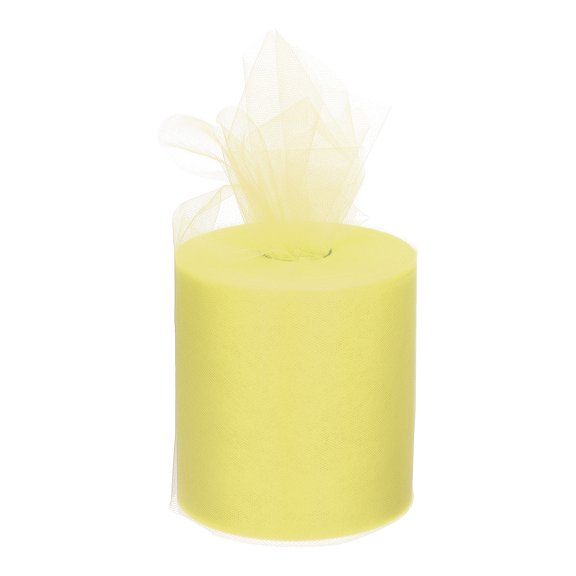 200 Yards Tulle Ribbon Rolls Netting Fabric Spools 6" Light Yellow for Christmas Wrapping Wedding DIY