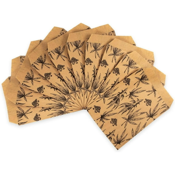 200 bags of our Exotic Plant Print Flat Paper Bags, for Treats, Storefronts, Promotional Giveaways, Cookies, Brownies, Herbs, and More Kraft, 8.5" x 11"