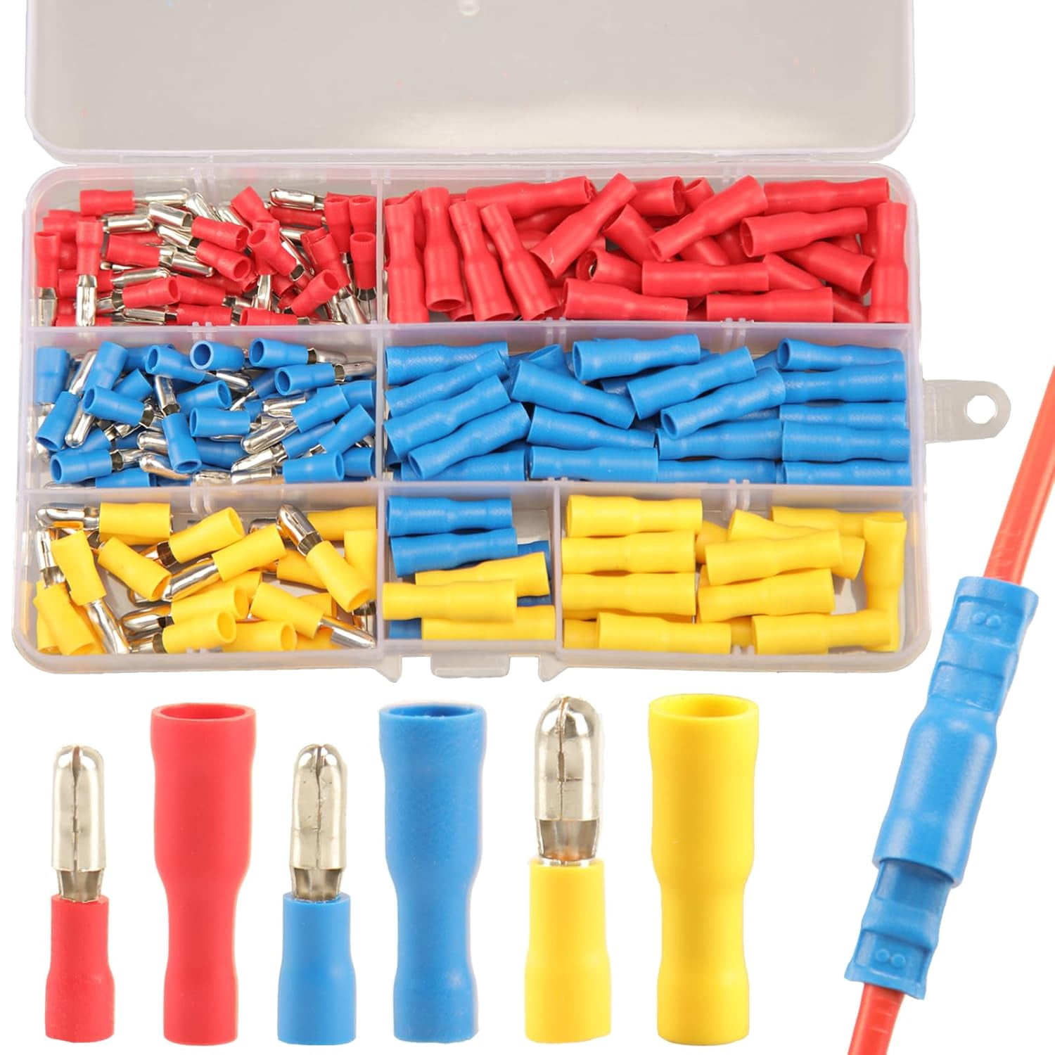 200 bullet connectors male and female, bullet line terminals crimp terminals automotive electrical connectors motorcycle connectors insulated waterproof terminals