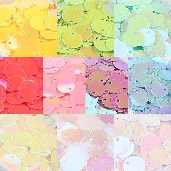 200 count 10 Colors Flat Sequin Paillettes Round Loose Sequins Assorted AB Colorful Plastic PVC Iridescent Applique Art Glitters Hole Sequins for Sewing Craft DIY Embroidery Ornaments Supplies
