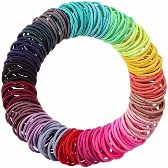 200 count 1inch Colorful Rubber Elastic Hair Ties Small for Women Mini Ponytail Holders Rainbow Hairbands Bands(Multicolored)