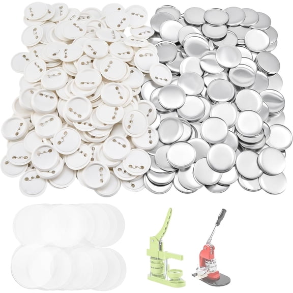200 count Button Pin Set, 2.25 in. Custom Pin  Buttons with Metal Shells, 58 mm Blank Metal Button Pins Badge DIY Craft Supplies with  Pins, Buttons Art Supplies