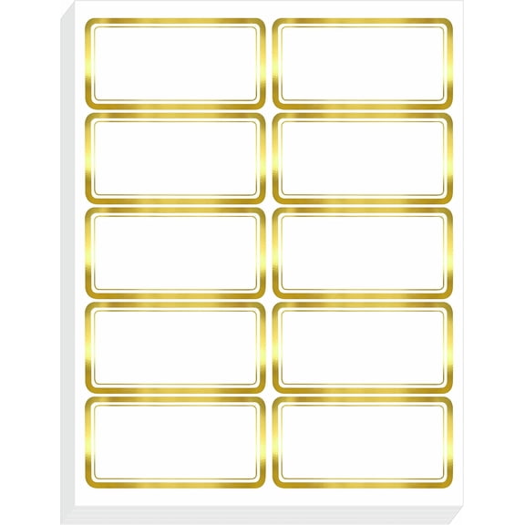 200 count Metallic Name Labels, Blank Name Tag Stickers with Permanent Adhesive Writable Stickers with Metallic Border for School Office (Letter Size per Sheet, Each Measures 2" x 4")