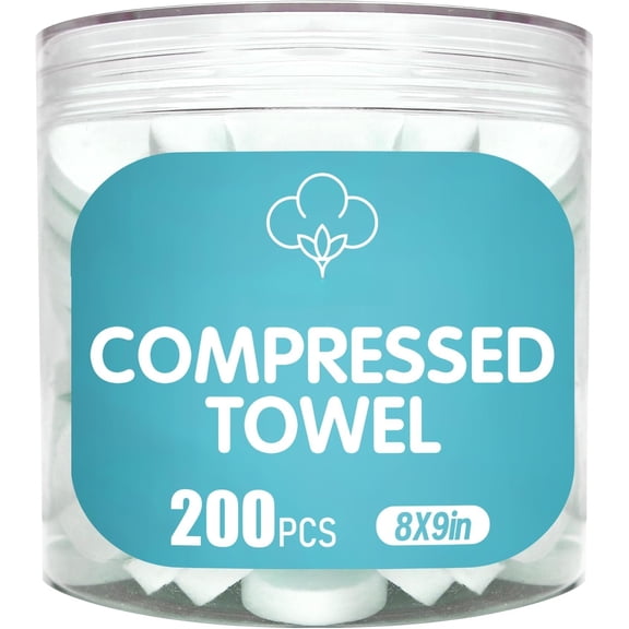 200 count Mini Compressed Towels, Disposable Cleaning Towel, Compressed Hand Wipe, Camping Towel, Portable Compressed Tissue for Travel//Outdoor Activities(8X8.5in)